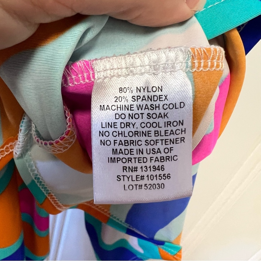 Jude Connally Anya Abstract Aqua Midi Dress XS Pink Blue Orange Beach - Picture 5 of 9